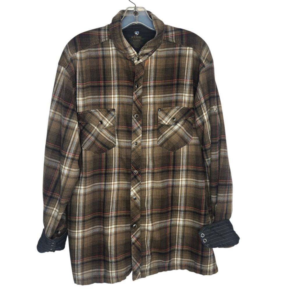 Kuhl Men Marble Snap Front Flannel Shirt Outdoors Lowdown Plaid Gorpcore XL